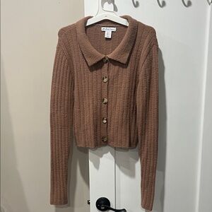 Cozy Brown Button-Up Sweater